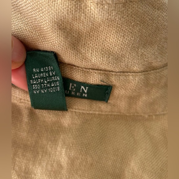 Lauren Ralph Lauren Size 8 Khaki Linen Shirt Dress Safari Style - Picture 9 of 14